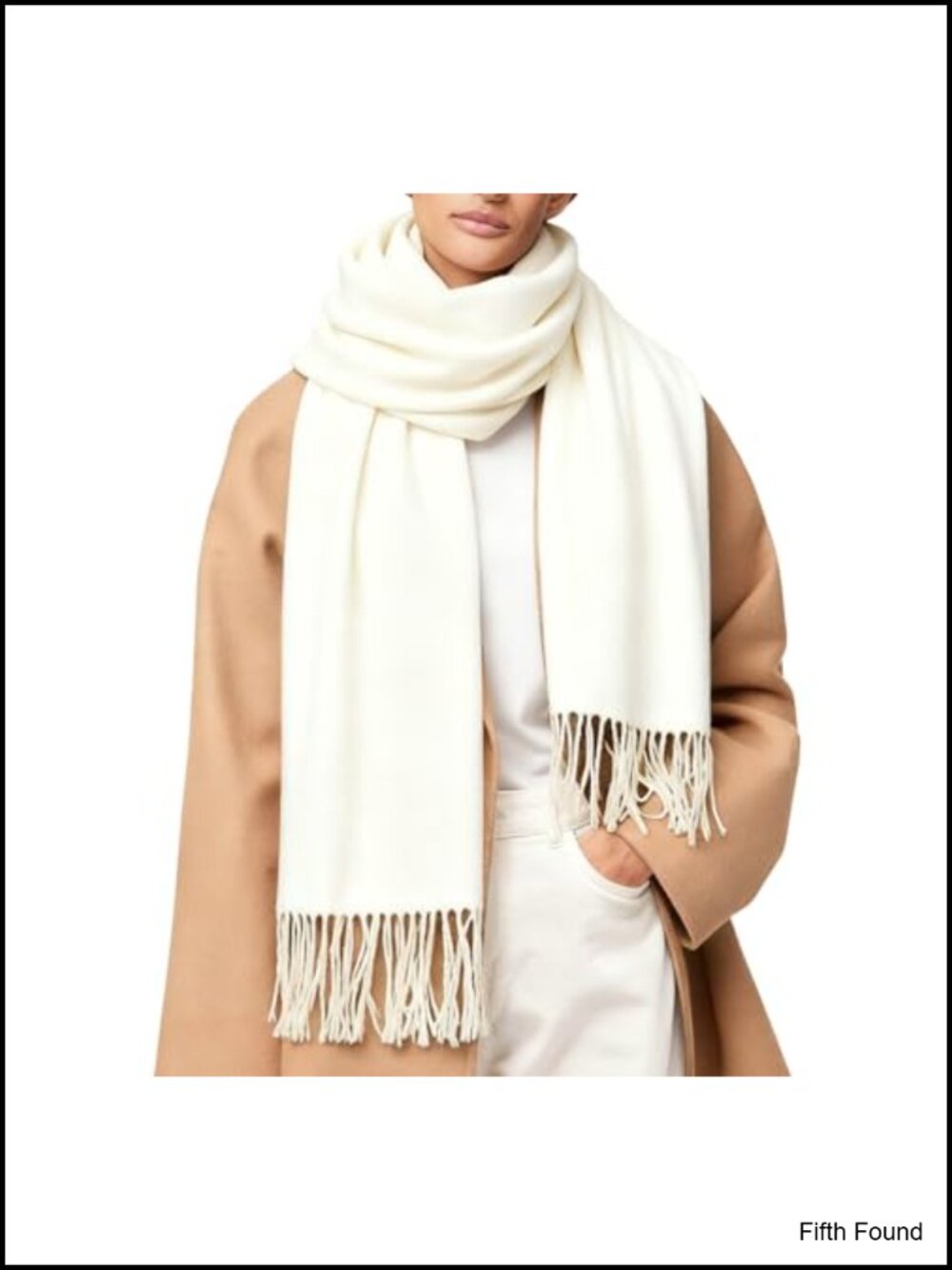 Oversized Shawl Wrap Scarf with Fringe Polyester Winter Cold Weather
